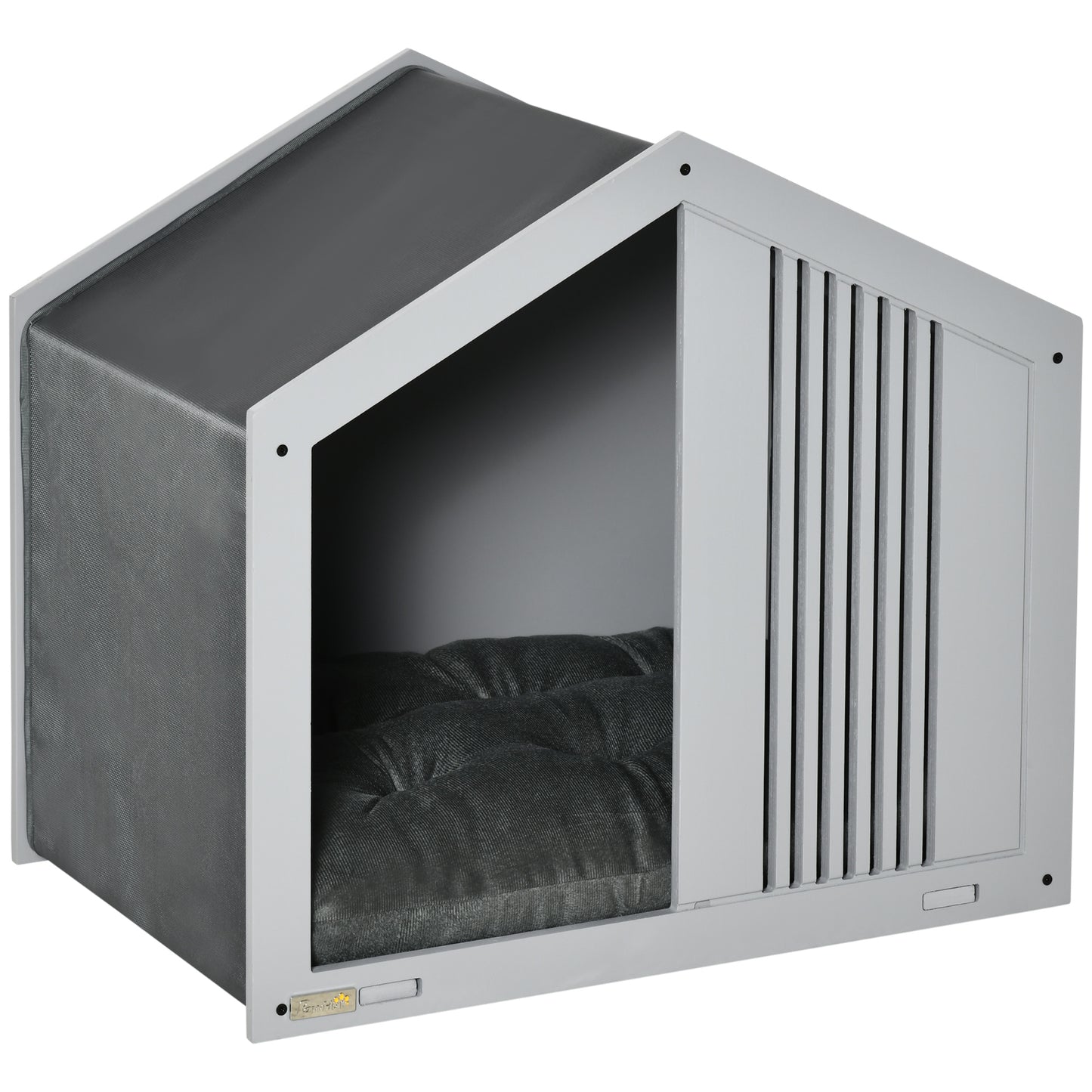 Pawhut Caseta De Madera Para Perros Interior Con Cojín Ventilaciones 60x43x55 Cm_0