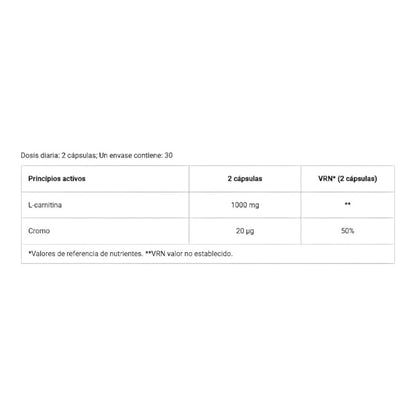L-carnitina + Cromo 60 Caps en Planeta Huerto