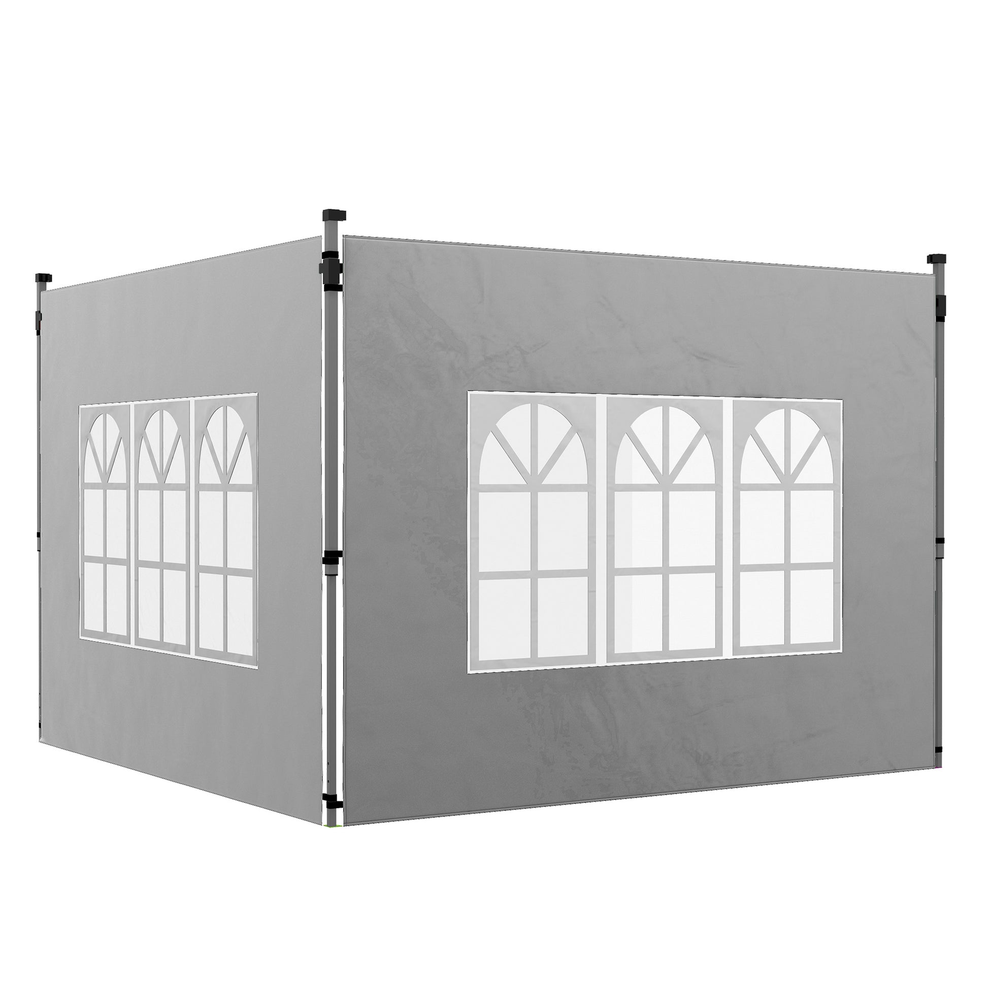 Outsunny Paredes Laterales Para Carpa De 2 Paneles 295x195 Cm Con Ventana Gris_0