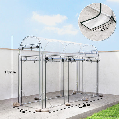 Outsunny Invernadero De Túnel 3x1x2 M Con 8 Puertas Enrollables Transparente_2