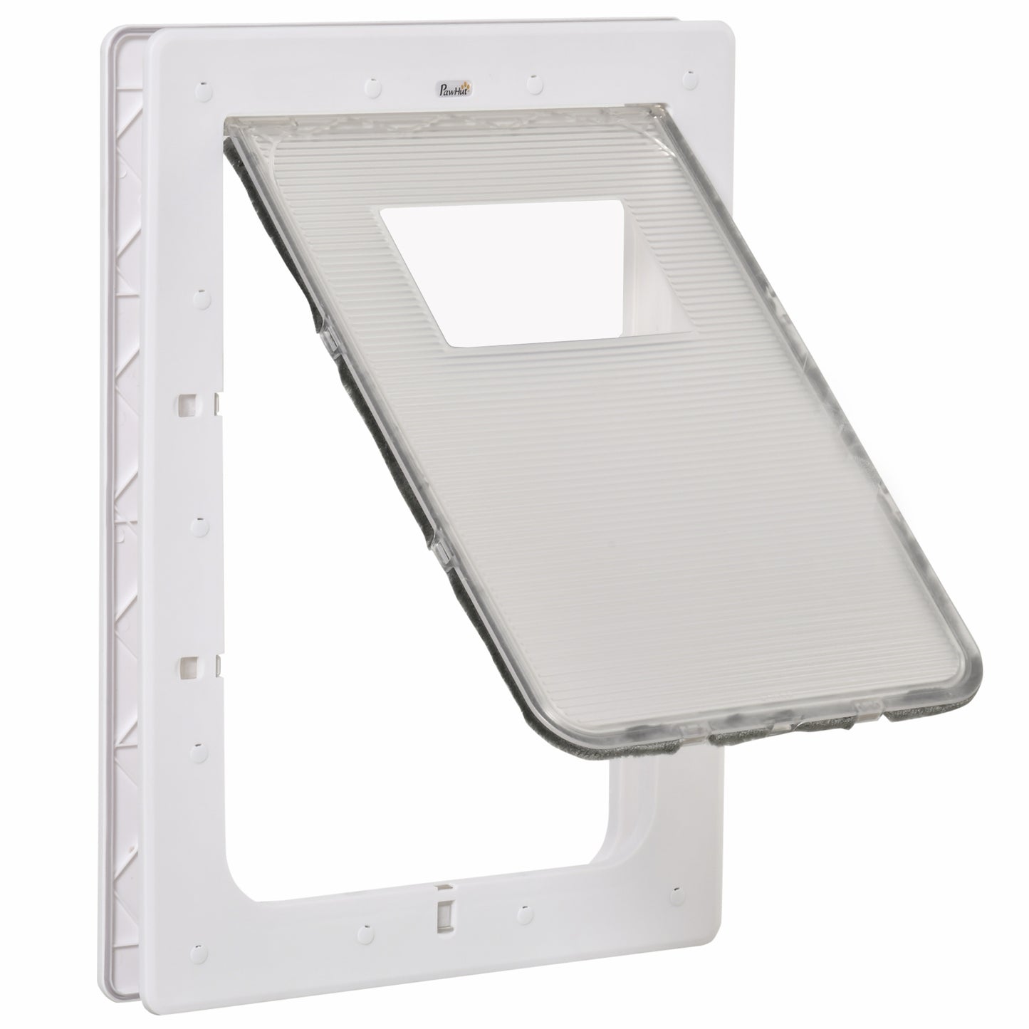 Pawhut Puerta Para Mascotas 38,6x52x5,5cm Con Cierre Magnético De 2 Vías Blanco_0