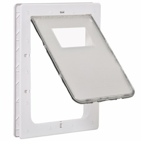 Pawhut Puerta Para Mascotas 38,6x52x5,5cm Con Cierre Magnético De 2 Vías Blanco_0