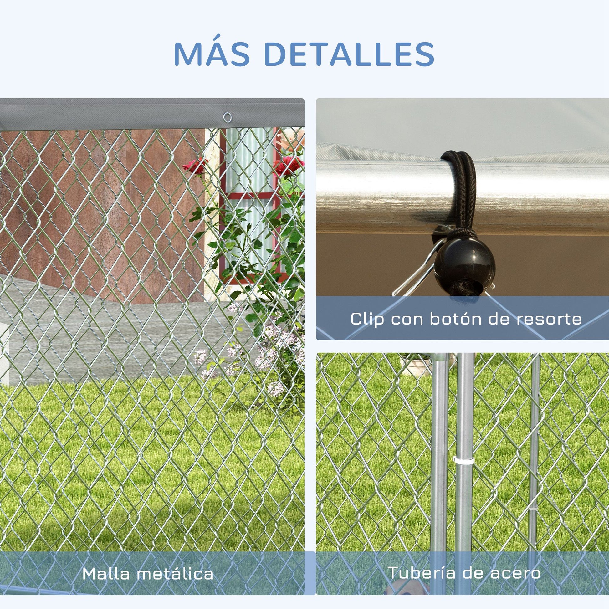 Pawhut Perrera De Exterior Con Toldo Impermeable Y Anti-uv 210x185x150 Cm Plata_3
