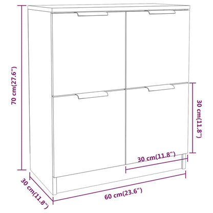 Aparador De Madera Contrachapada Blanco Brillante 60x30x70 Cm / Vetonek_2