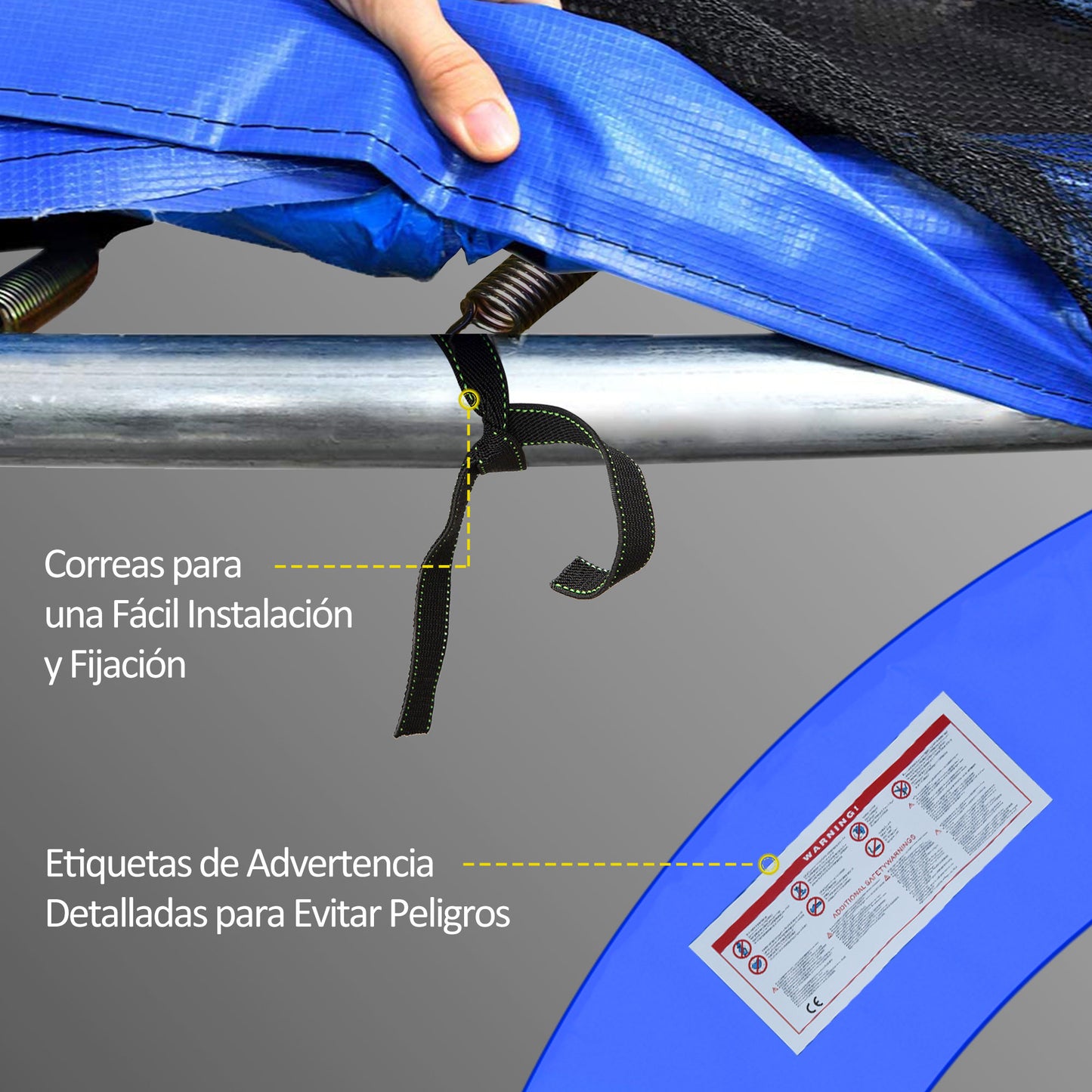 Homcom Cubierta Protectora Para Borde De Cama Elástica Trampolín Ø366 Cm Azul_5