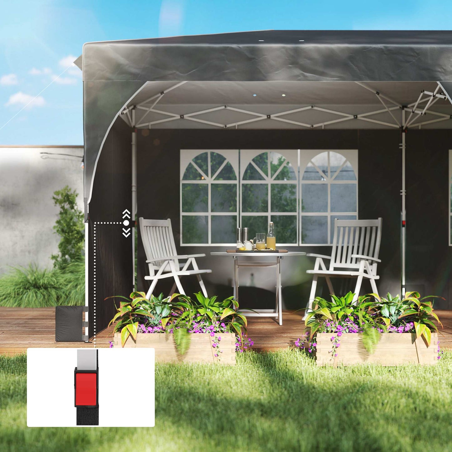 Outsunny Carpa Plegable 6x3 M Con Montaje Rápido Y Tiras Reflectantes Gris_3