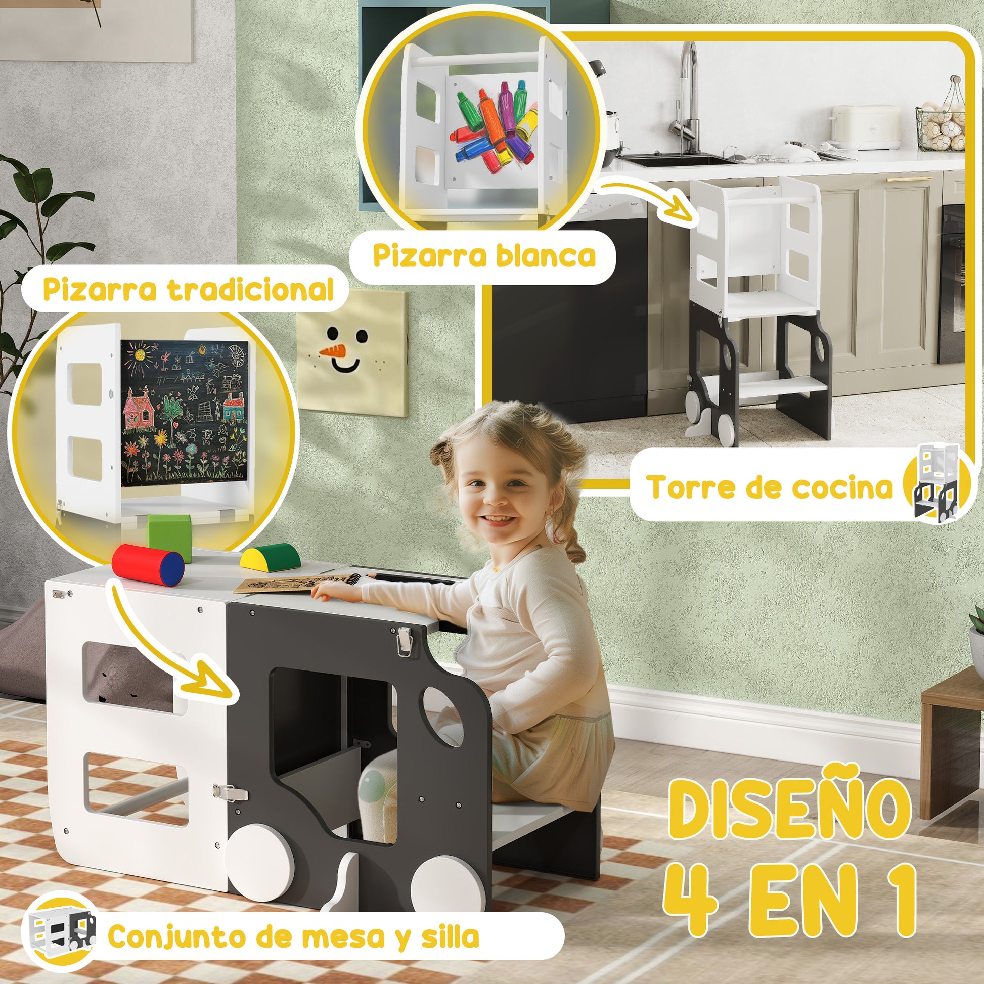 Aiyaplay Torre De Aprendizaje En Forma De Coche Convertible En Mesa Y Silla_3