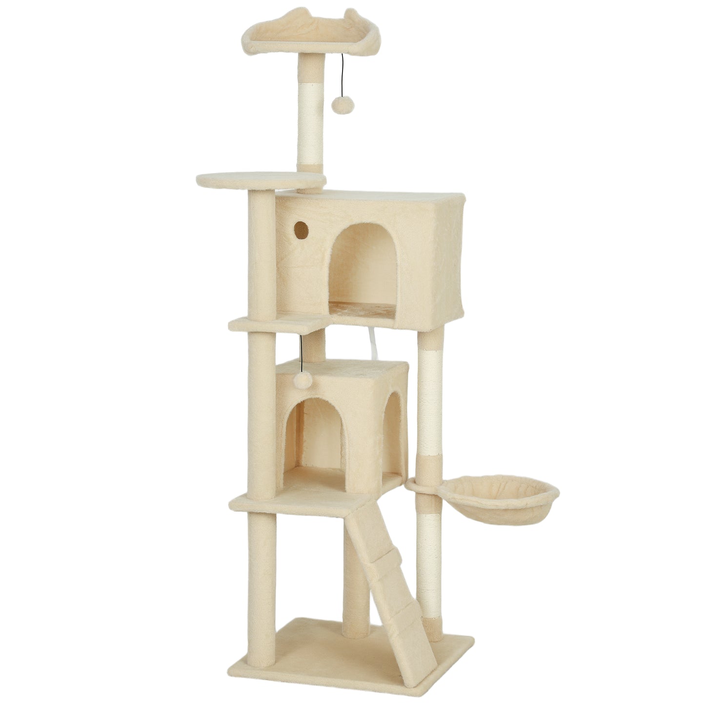 Pawhut Árbol Rascador Para Gatos 160 Cm Con Múltiples Plataformas Beige_0