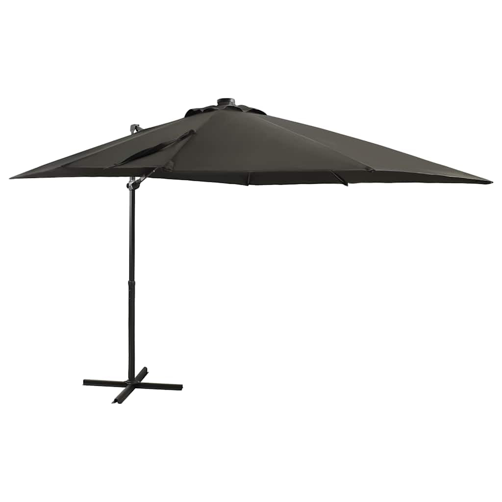 Vidaxl Sombrilla Jardín Voladiza Con Palo Y Luces Led Antracita 250 Cm_0