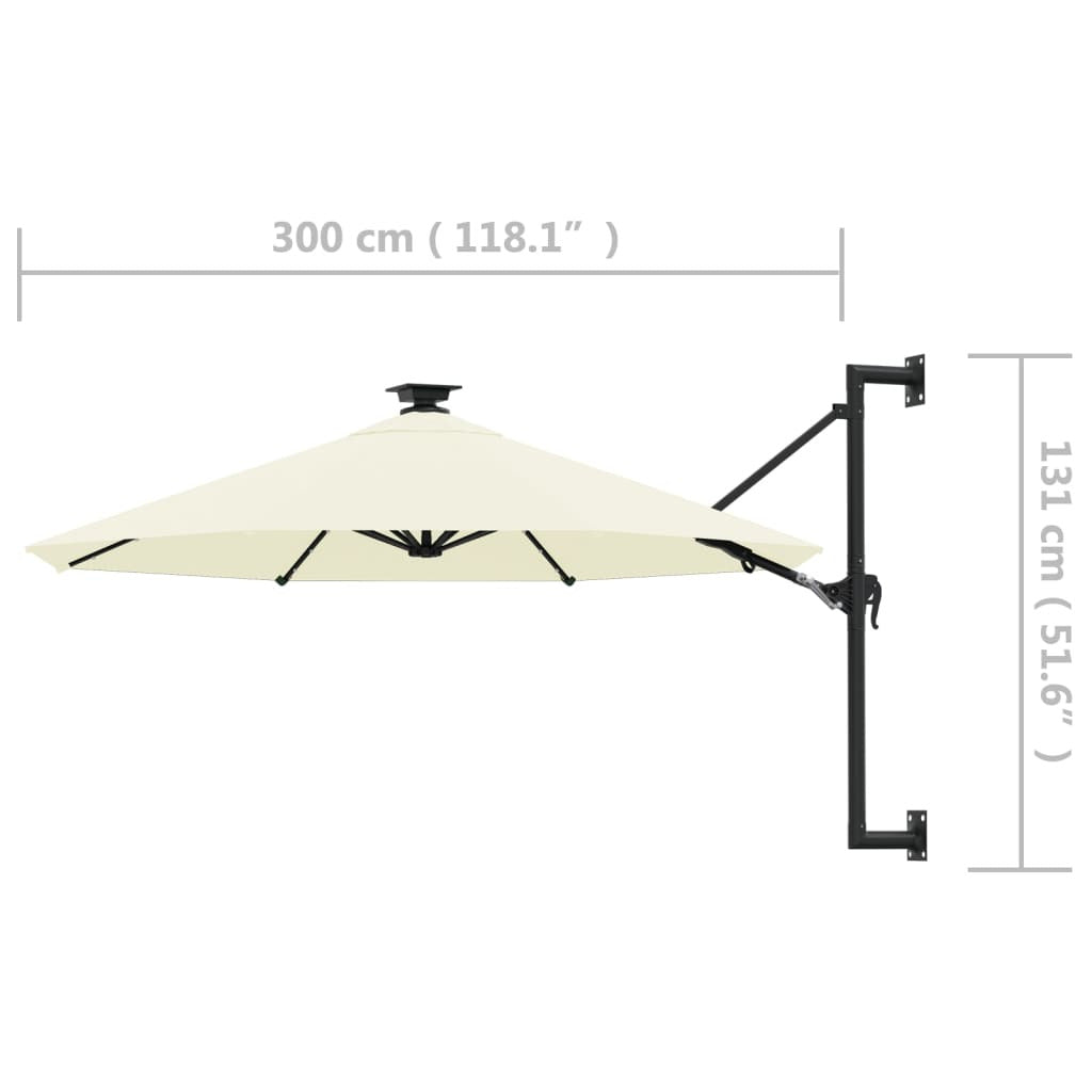 Vidaxl Sombrilla De Jardín De Pared Con Luces Led Arena 300 Cm_2