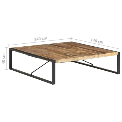 Mesa De Centro Madera De Mango Rugosa 140x140x40 Cm_4