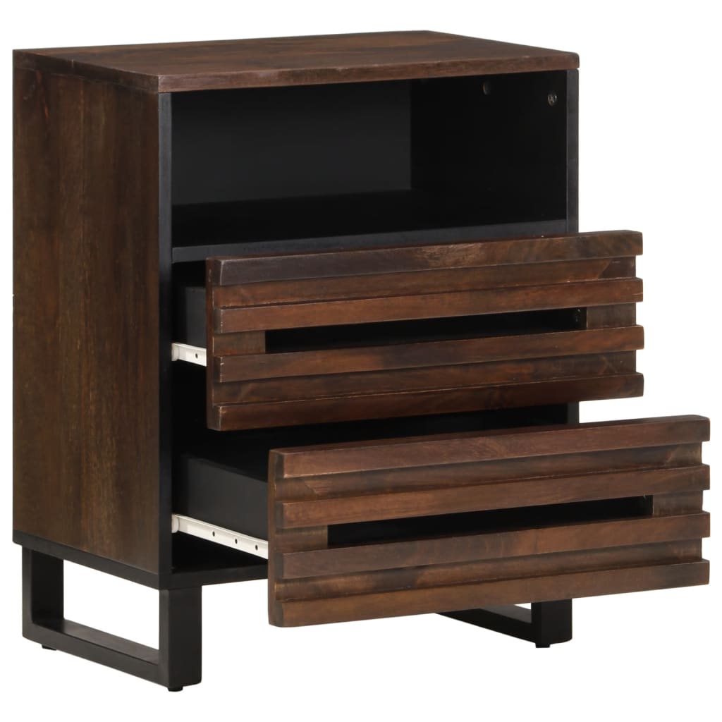 Mesita De Noche Madera Maciza De Mango 50x34x62 Cm_1