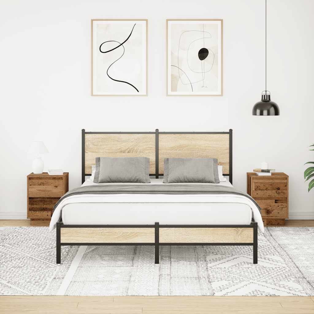 Mesillas De Noche Con Luces Led 2 Uds Madera Vieja 38x34x50 Cm_3
