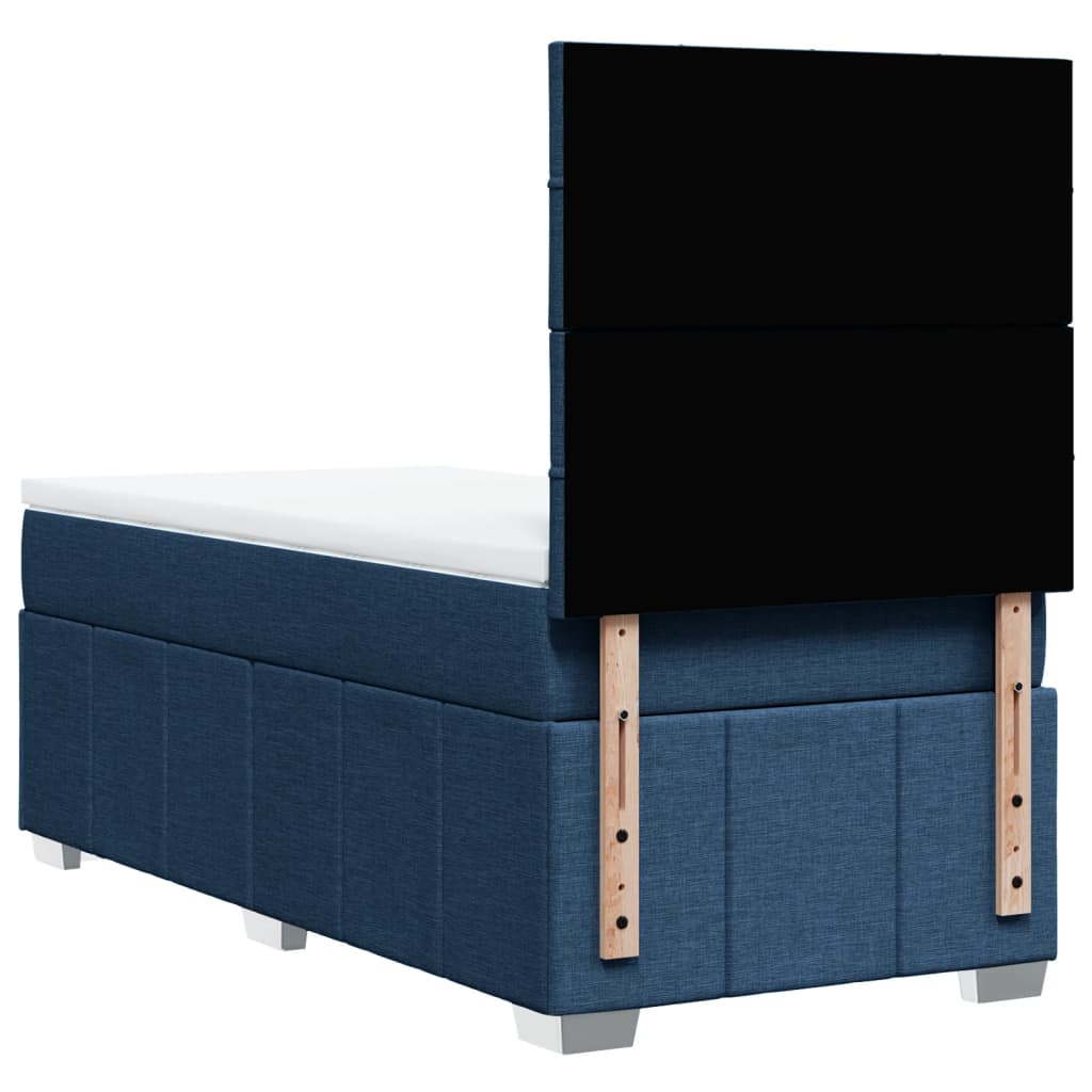 Cama Box Spring Con Colchón Tela Azul 90x190 Cm / Vetonek_2