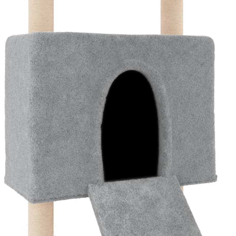 Vidaxl Rascador Para Gatos Con Postes De Sisal Gris Claro 153 Cm_5