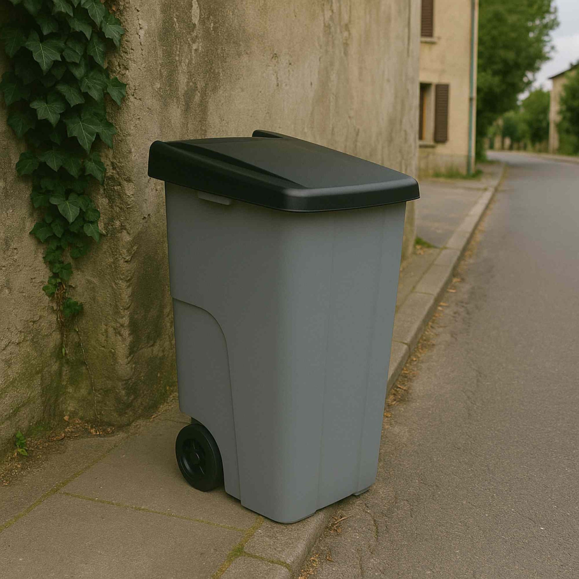 Contenedor Reciclo 110l Negro Cerrado 88x57x42 Cm Wellhome_2