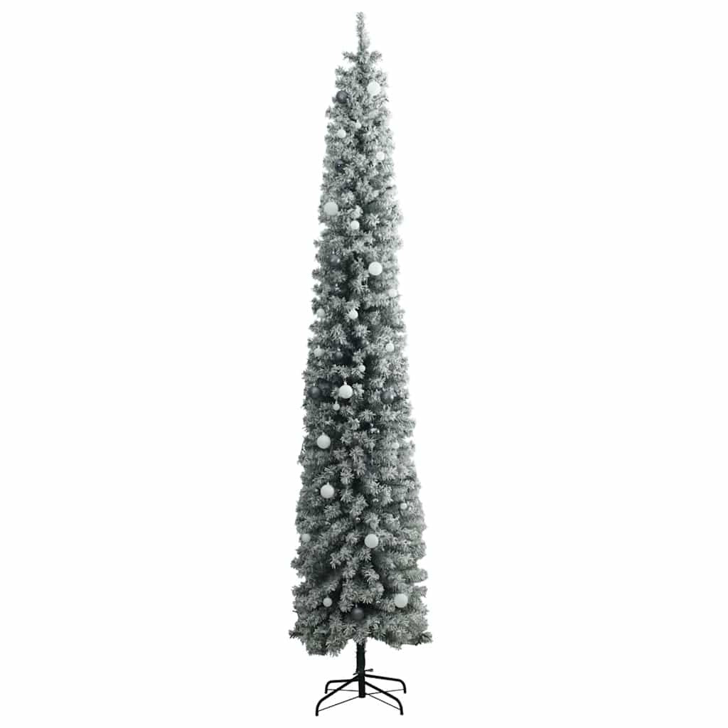 Vidaxl Árbol De Navidad Estrecho Con 300 Led Y Bolas Y Nieve 270 Cm_3