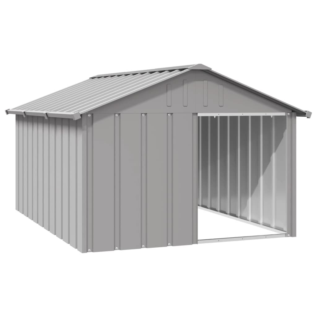 Vidaxl Casa Para Perros Acero Galvanizado Gris 116,5x153x81,5 Cm_0