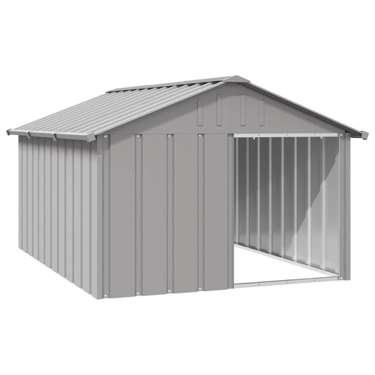 Vidaxl Casa Para Perros Acero Galvanizado Gris 116,5x153x81,5 Cm_0