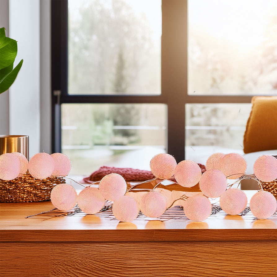 Wellhome Guirnalda Led Rosada 16 Bolas D.3,5cm