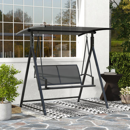 Outsunny Columpio De Jardín De 2 Plazas Con Toldo Ajustable 160x112x162 Cm Gris_1