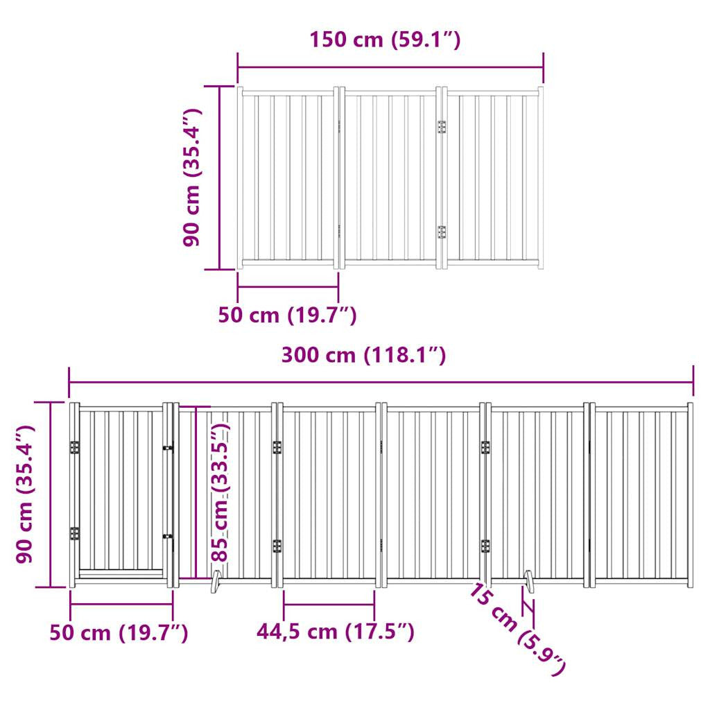 Vidaxl Puerta De Perros Plegable 15 Paneles Madera Álamo Marrón 750 Cm_2