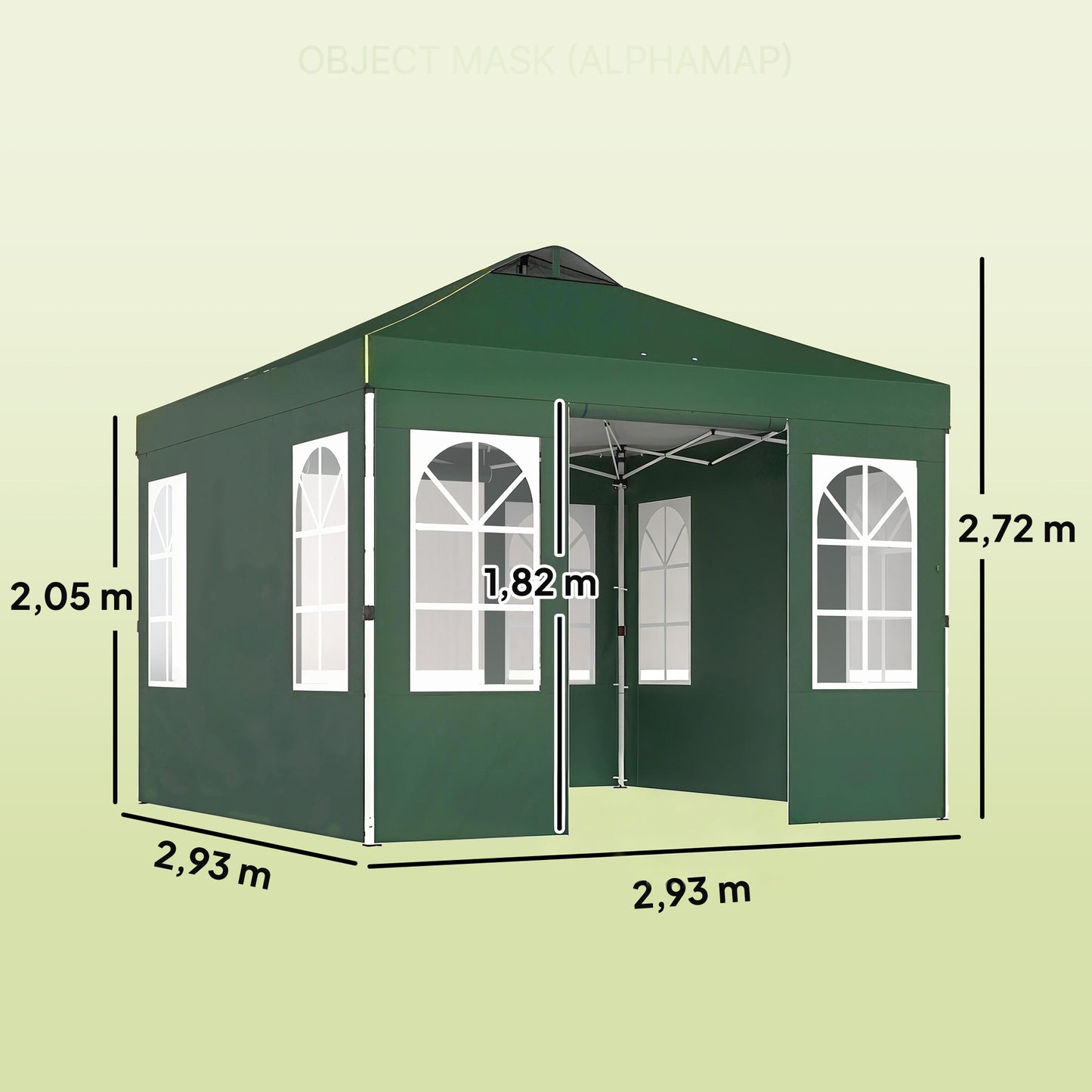 Outsunny Carpa Plegable 3x3m Pop-up Altura Ajustable Laterales Extraíbles Verde_2