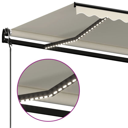 Toldo Automático Con Led Sensor De Viento Crema 450x350 Cm_3