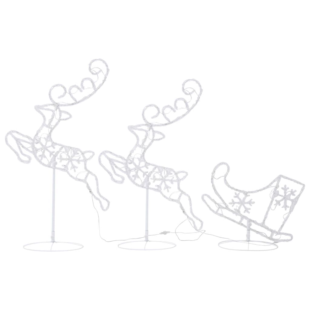 Vidaxl Renos Voladores Y Trineo Blanco Cálido 260x21x87 Cm_3