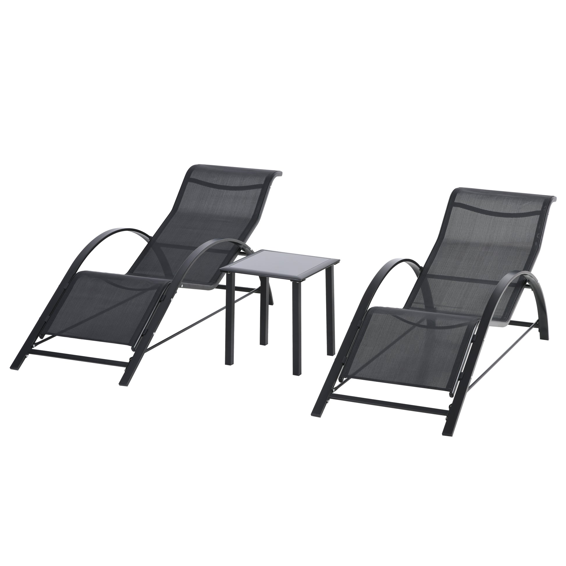 Outsunny 2 Tumbonas De Jardín 59x169x66cm Con Mesa De Café 41x41x45cm Patio_0