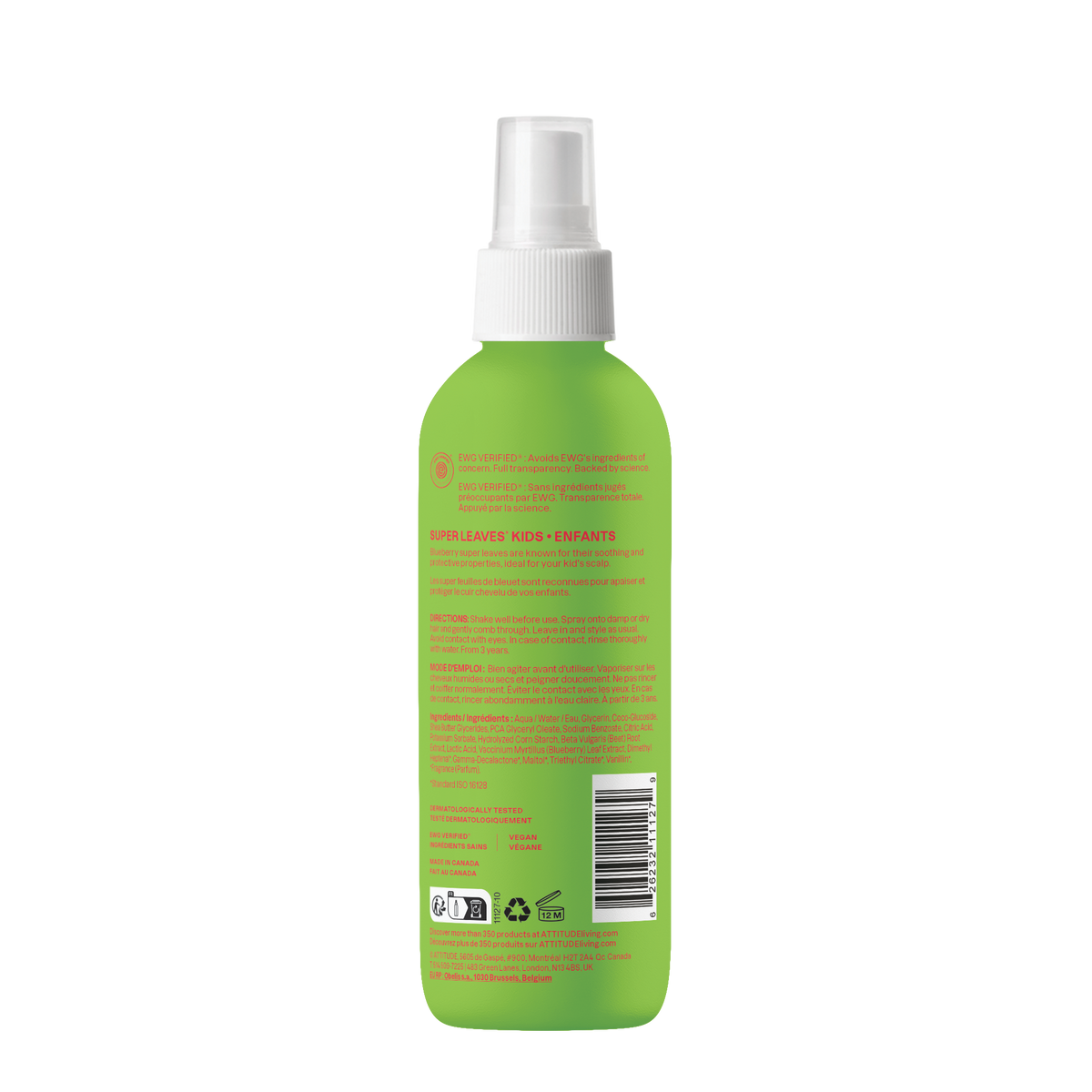 Spray desenredante infantil Super Leaves sandía y coco Attitude