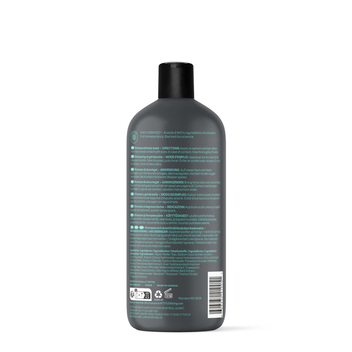 Champú y gel de baño 2 en 1 para cuero cabelludo sauce negro y álamo Super Leaves