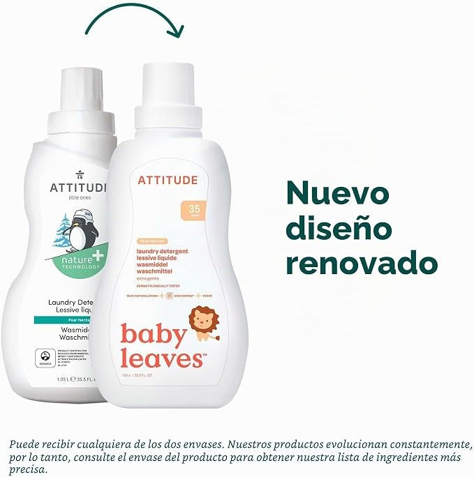 Detergente líquido para pieles sensibles  aroma Pera Attitude 1,05 L