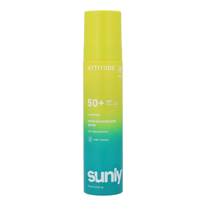 Mineral sunscreen Spray Face & Body SPF 50 unscented Attitude Sunly 75 ml