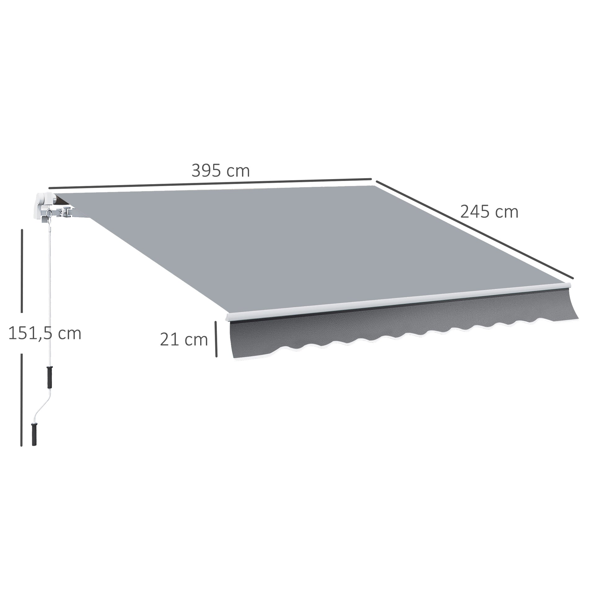 Outsunny Toldo Manual Retráctil 4x2,5 Cm Con Manivela Anti-uv Gris_2