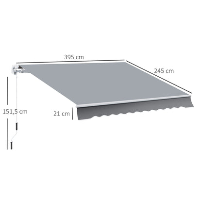 Outsunny Toldo Manual Retráctil 4x2,5 Cm Con Manivela Anti-uv Gris_2
