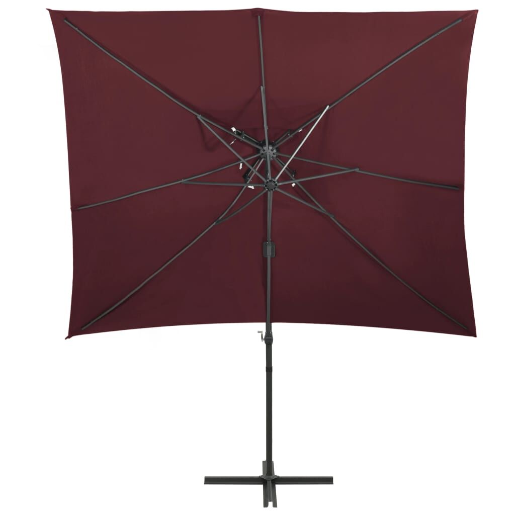 Vidaxl Sombrilla Jardín Voladiza Cubierta Doble Rojo Burdeos 250x250cm_1