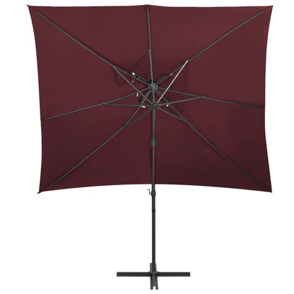 Vidaxl Sombrilla Jardín Voladiza Cubierta Doble Rojo Burdeos 250x250cm_1