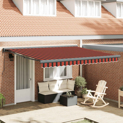 Toldo Retráctil Aluminio Y Tela Naranja Y Marrón 4x3 M_1