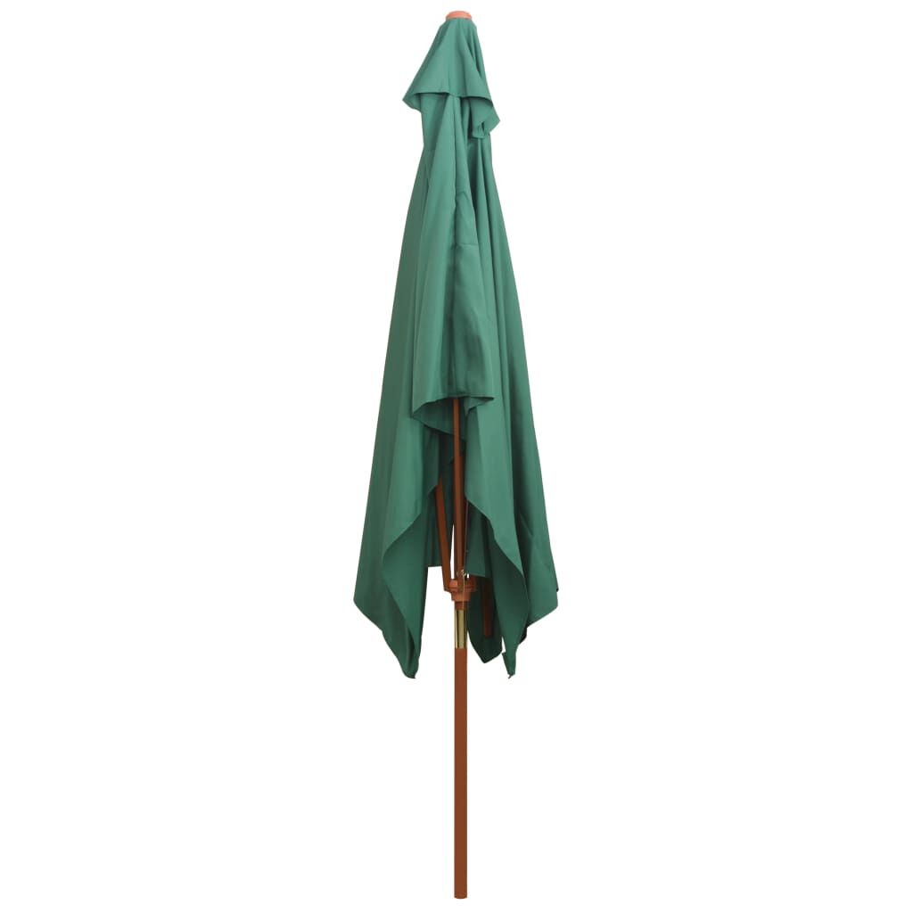 Vidaxl Sombrilla Con Palo De Madera Verde 200x300 Cm_3