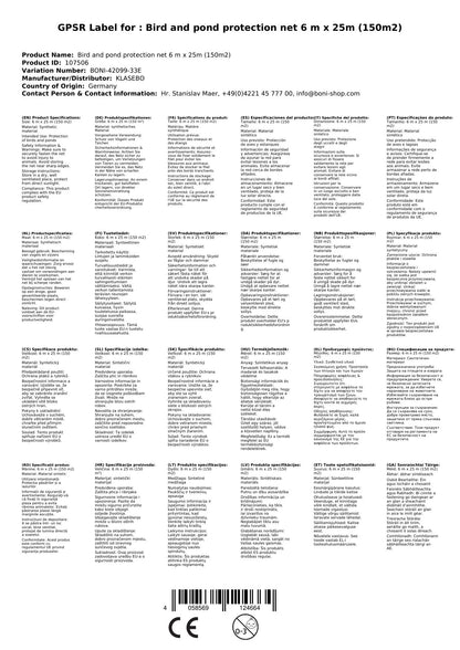 Vogel- Und Teichschutznetz 6 M  X 25m (150m²)_1