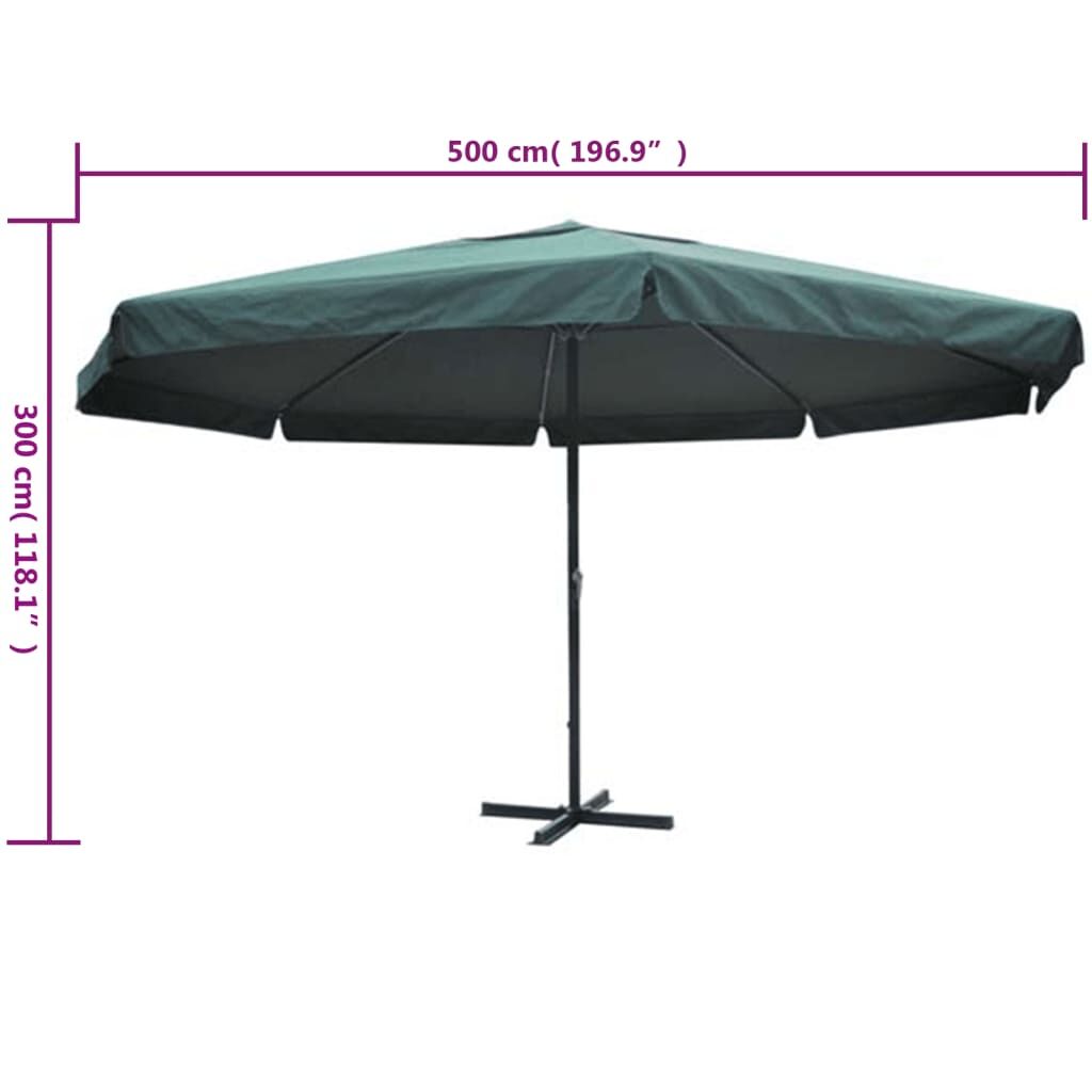 Vidaxl Sombrilla Aluminio Verde 500 Cm_2