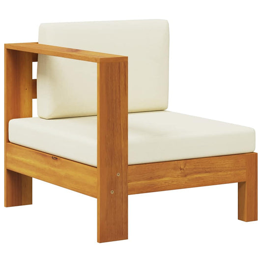 Vidaxl Sofá Central Con 1 Reposabrazos Madera Acacia Blanca Crema_0