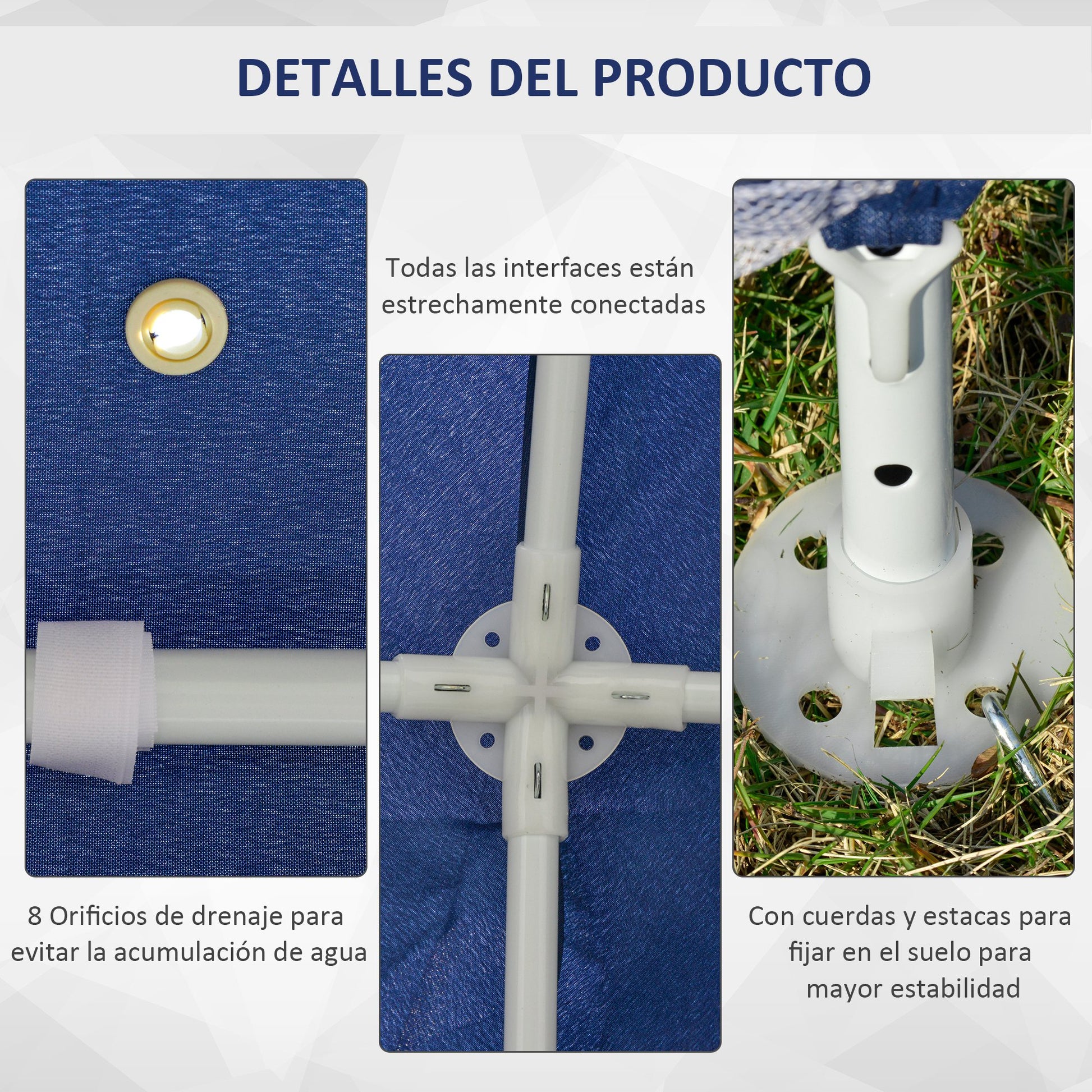 Outsunny Carpa De Jardín 3x3 M Con 4 Paredes Laterales Mosquitera Exterior Azul_5