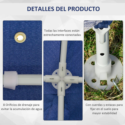 Outsunny Carpa De Jardín 3x3 M Con 4 Paredes Laterales Mosquitera Exterior Azul_5