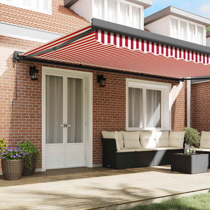 Toldo Retráctil Rojo Y Blanco 500 X 300 X 165 Cm Tela Y Metal_2