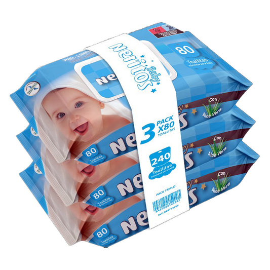 Toallitas Neritos Baby Aloe Vera x80 Pack Triplo