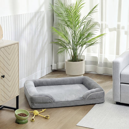 Pawhut Cama Para Perros Medianos Con Base Antideslizante 91,5x68,5x16,5 Cm Gris_1