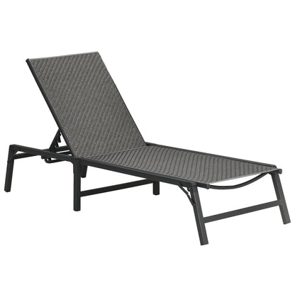 Outsunny Tumbona De Ratán Sintético Plegable Con Respaldo Ajustable Gris Oscuro_0