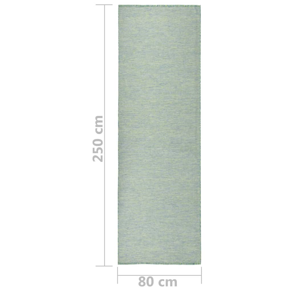 Alfombra De Exterior De Tejido Plano Turquesa 80x250 Cm_5